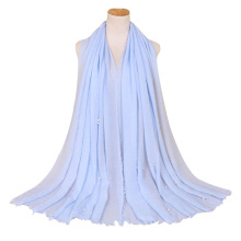 Beste verkaufende Frauen muslimischen Viskose Schal Hijab Quaste Schal Frauen muslimische Perle genäht Baumwolle Crinkle Hijab Schal
